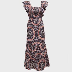 Marie Oliver Tie Dye Smocked Maxi Dress Size XS
